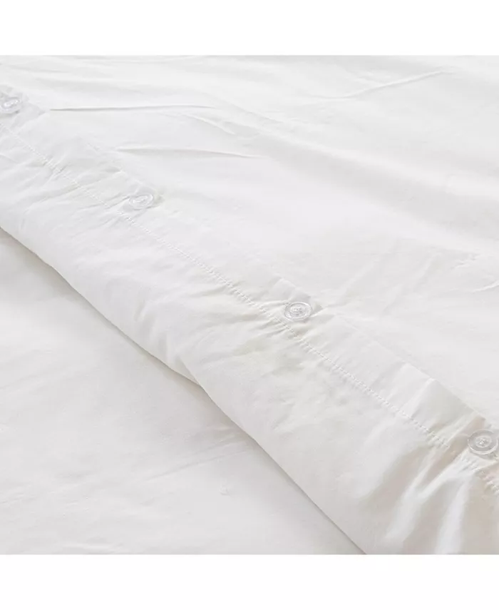 Superity Linen White Duvet Cover Cotton Button Closure White California King