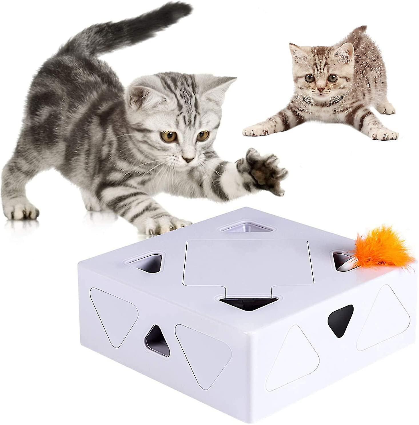 Smart Interactive Cat Toy， Ambush Interactive Electronic Cat Toy With Rotating Feather， Auto-shut Off Funny Cat Feather Magic Box For Indoor Kitty Ent