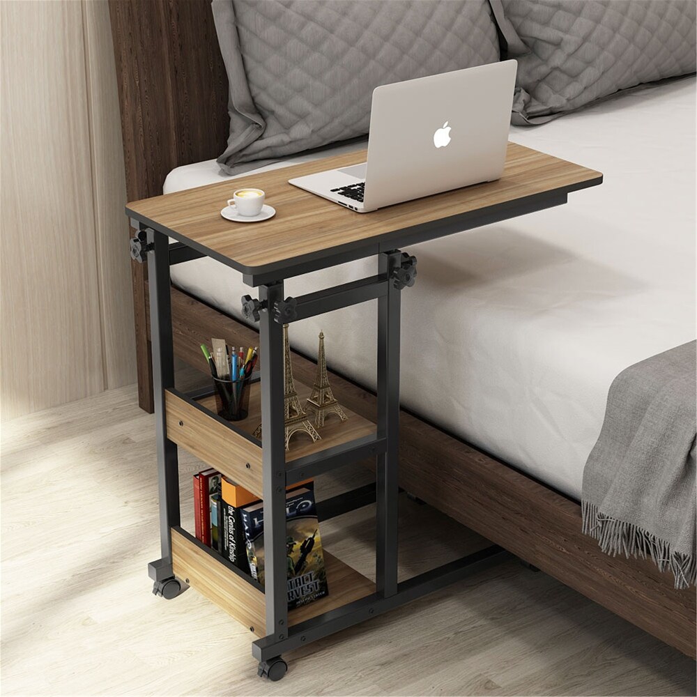 Mobile Snack Side Table  Height Adjustable C Shaped Bedside Table