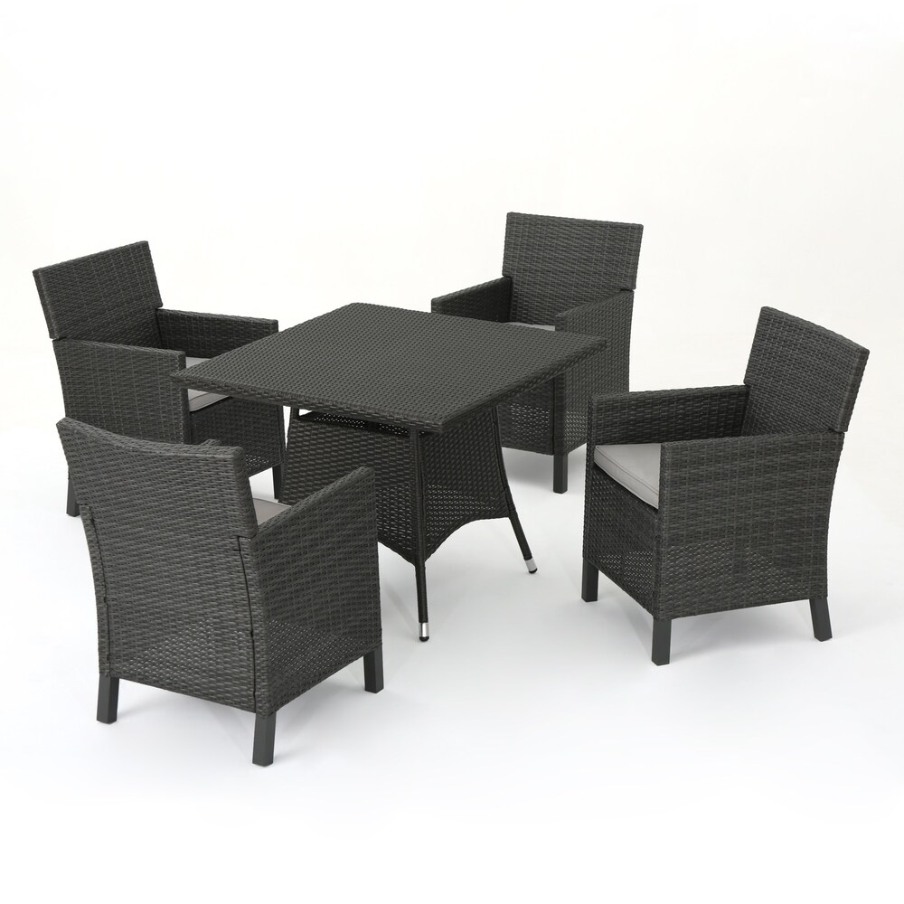 Cypress Outdoor 5 piece Square Wicker Dining Set with Cushions by Christopher Knight Home