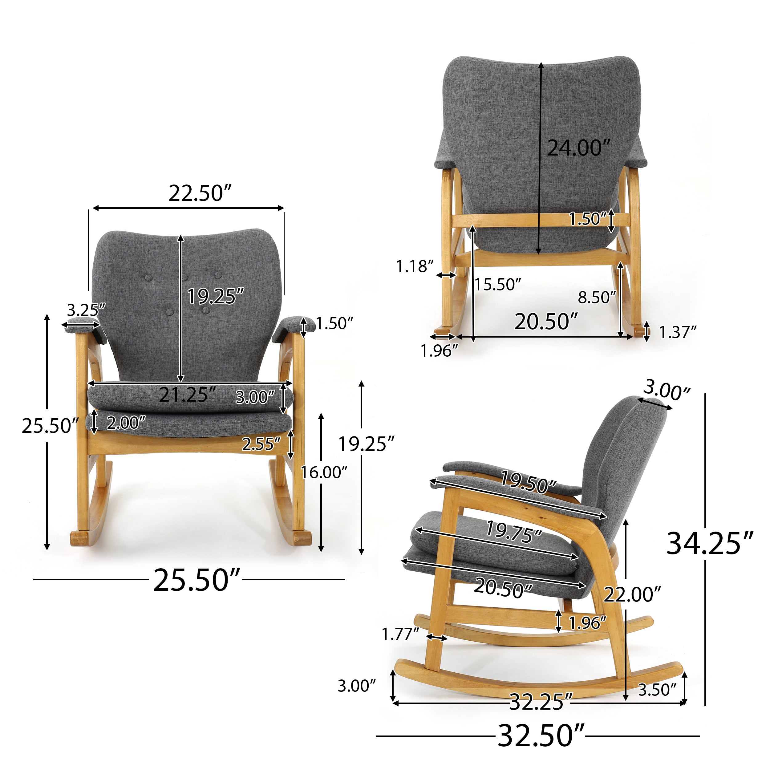 Whitman Mid Century Fabric Rocking Chair