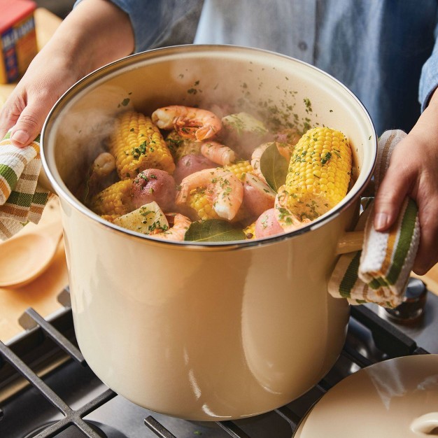 Rachael Ray 12qt Enamel on steel Induction Stockpot With Lid Almond