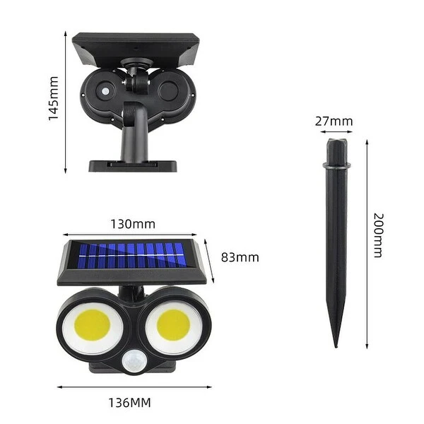 2-in-1 LED Outdoor Solar Light Dual Head Spotlights