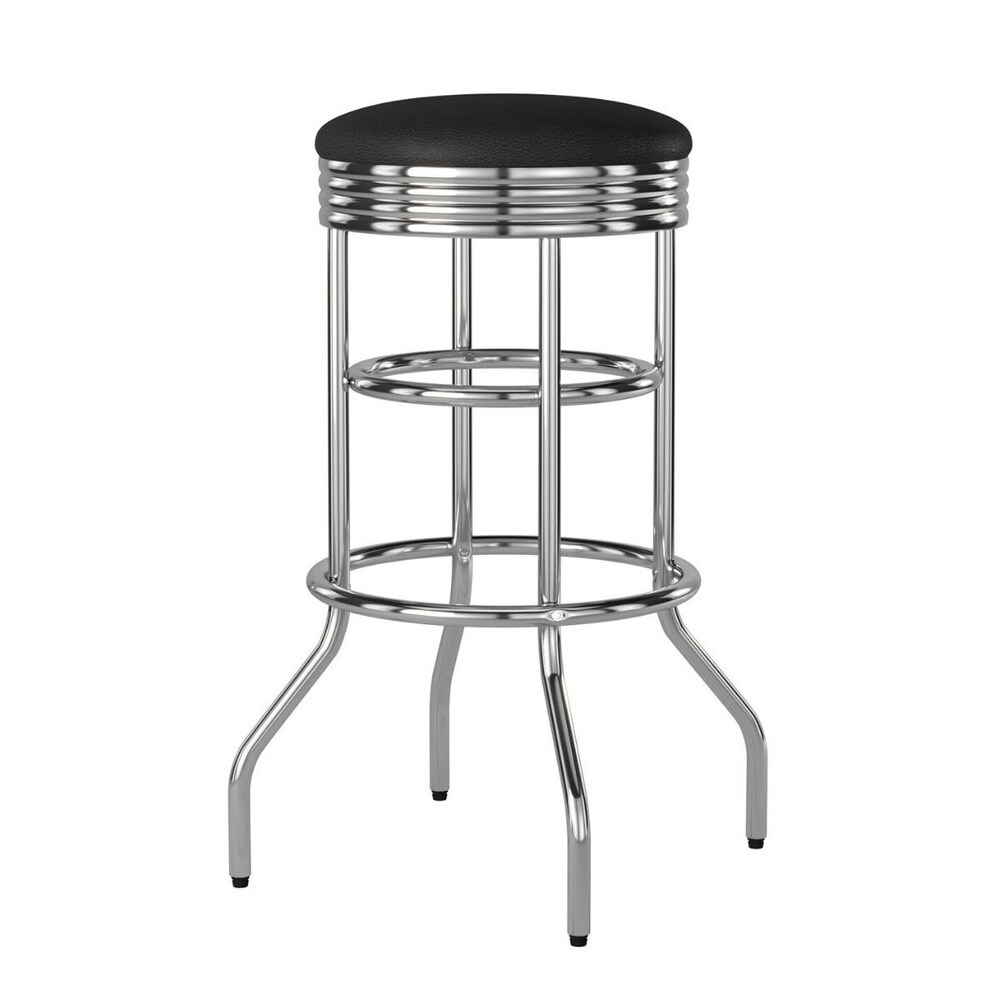 TRINITY Chrome Swivel Bar Stools (Set of 2)