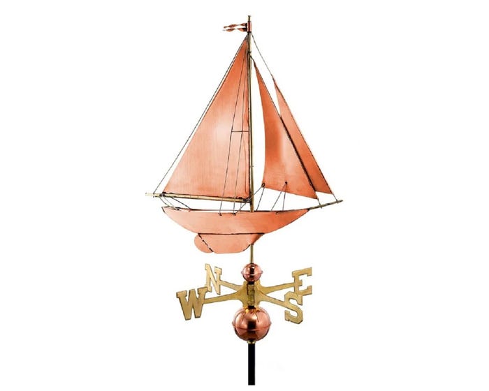 Good Directions Copper Racing Sloop Weathervane 909P