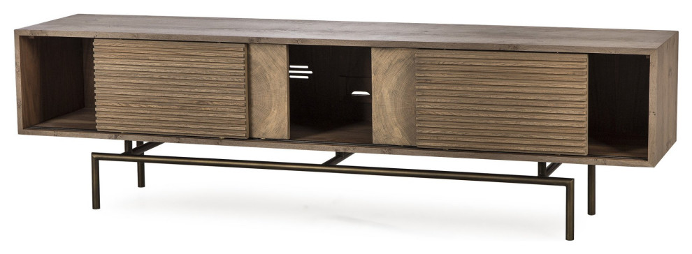 Mannie Media Console Table   Industrial   Entertainment Centers And Tv Stands   by Peachtree Fine Furniture  Houzz