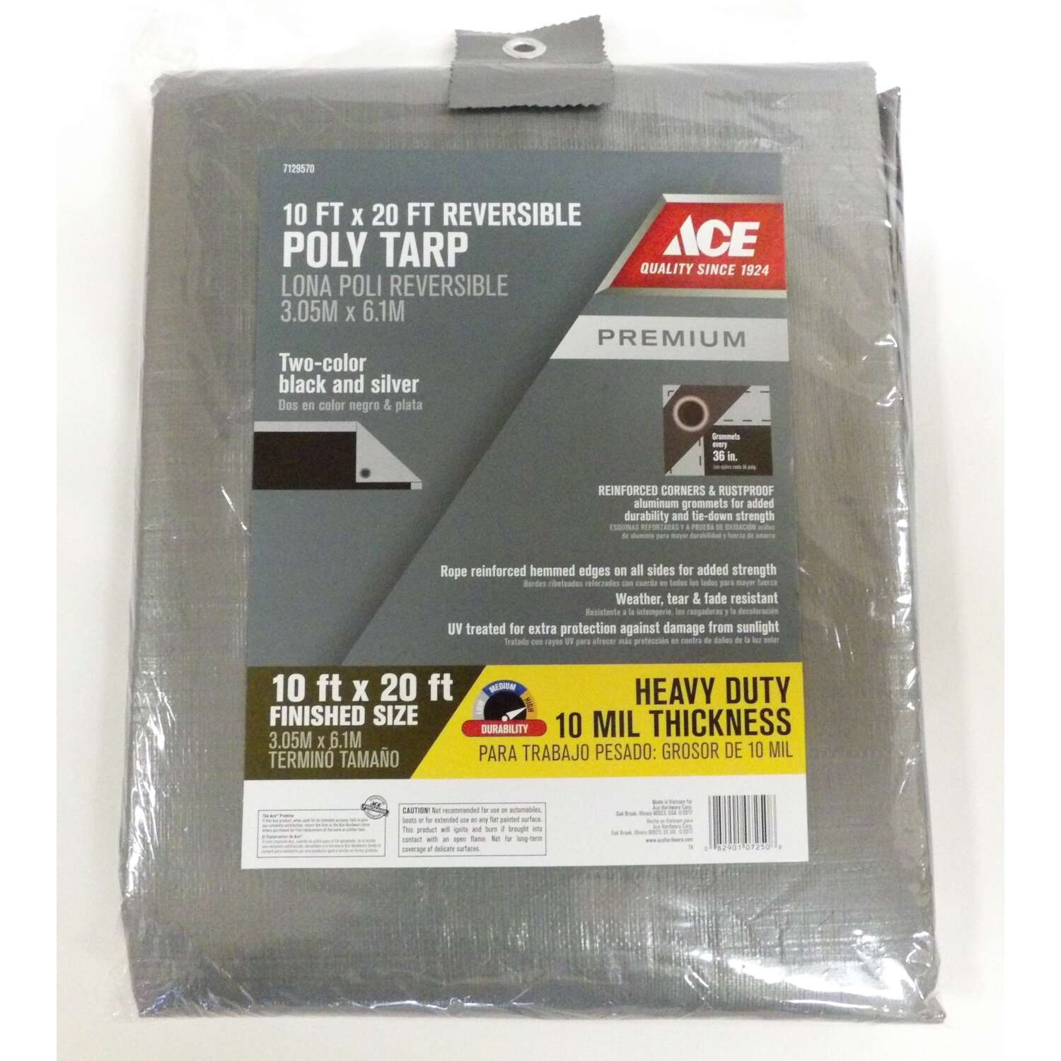 Ace 10 ft. W X 20 ft. L Heavy Duty Polyethylene Tarp Black/Silver