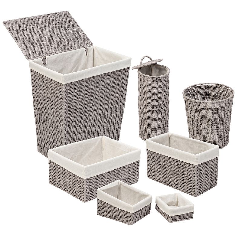 Honey-Can-Do Twisted Paper Rope Woven 7-Piece Bathroom Storage Basket Set