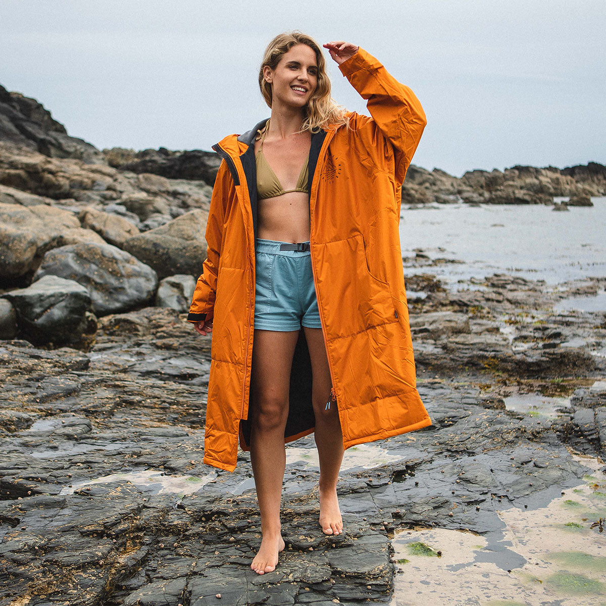 Escapism Recycled Towel Lined Changing Robe - Sunrise Orange