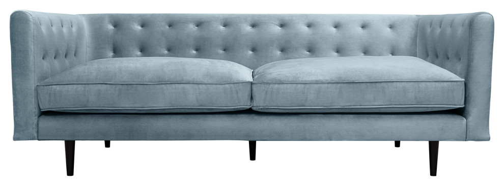 Annabelle 80 quotBluestone Velvet Sofa with Black Wood Legs   Modern   Sofas   by Armen Living  Houzz