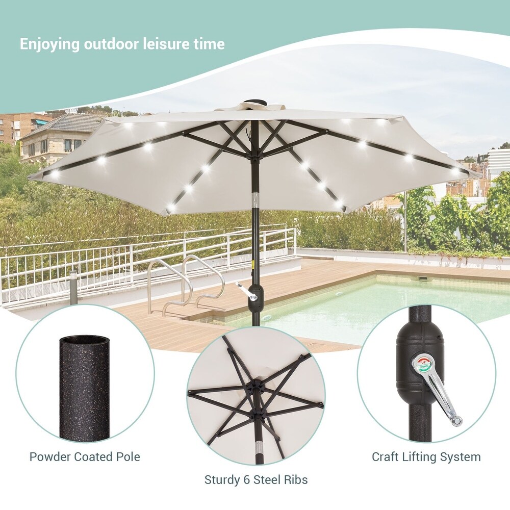 Bonosuki 7.5Ft LED Patio Market Umbrella Outdoor Table Umbrella