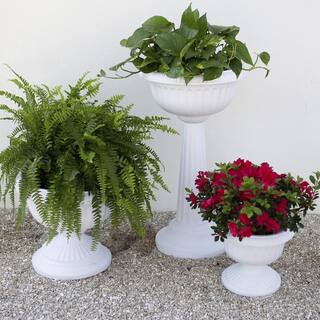 Bloem Grecian 18 in. Casper White Plastic Urn Planter GU18-09