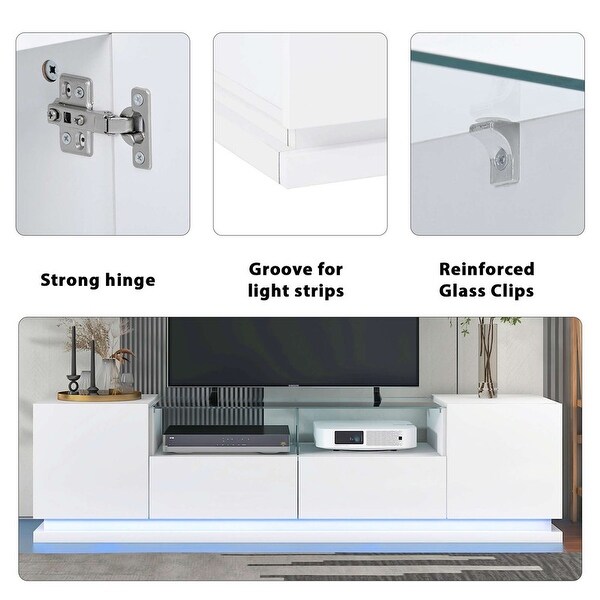 Modern High Gloss TV Stand with Tempered Glass