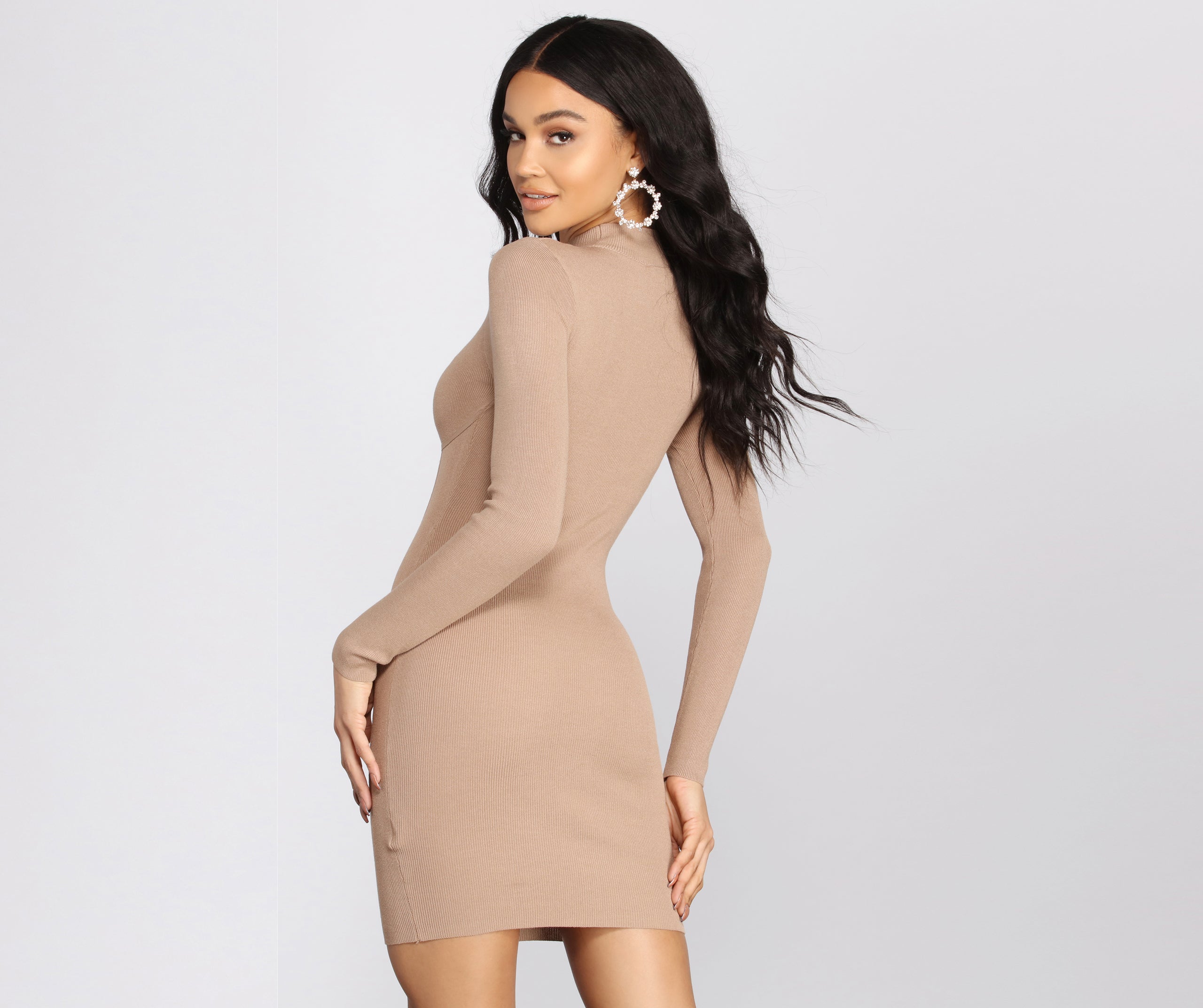 Oh-La-Lace Up Sweater Dress