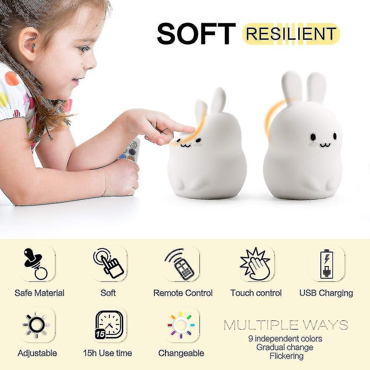 Led Children's Night Light， Rechargeable， With Touch Sensor And Remote Control