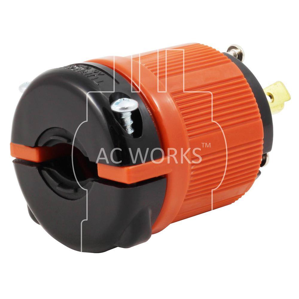 AC WORKS NEMA L15-30P 3-Phase 30 Amp 250-Volt 4-Prong Locking Male Plug with UL C-UL Approval ASL1530P