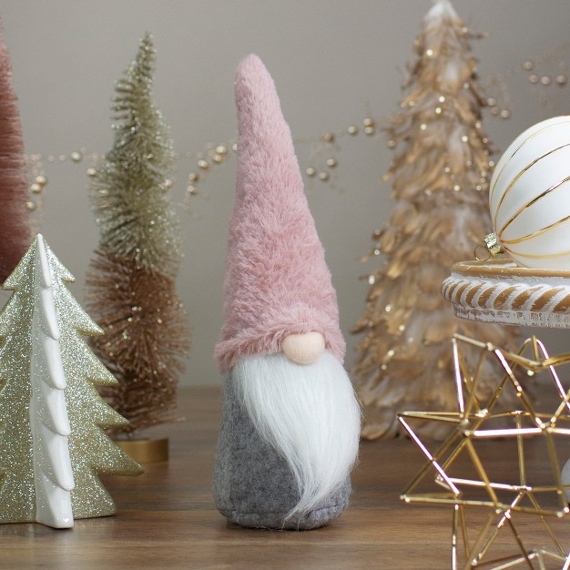 Pink And Gray Standing Gnome Christmas Decoration