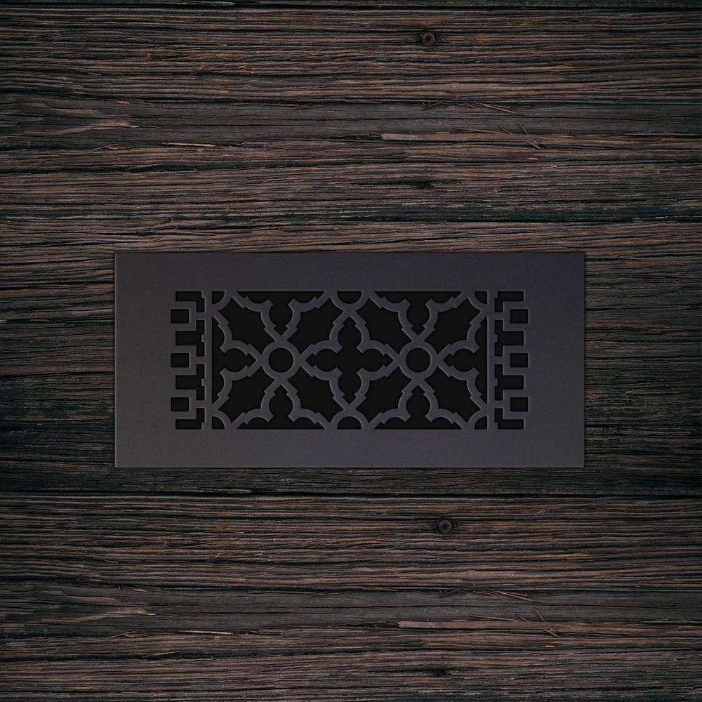 Reggio Registers Scroll Series 4 in. x 10 in. Cast Iron Grille Black without Mounting Holes 612-NH