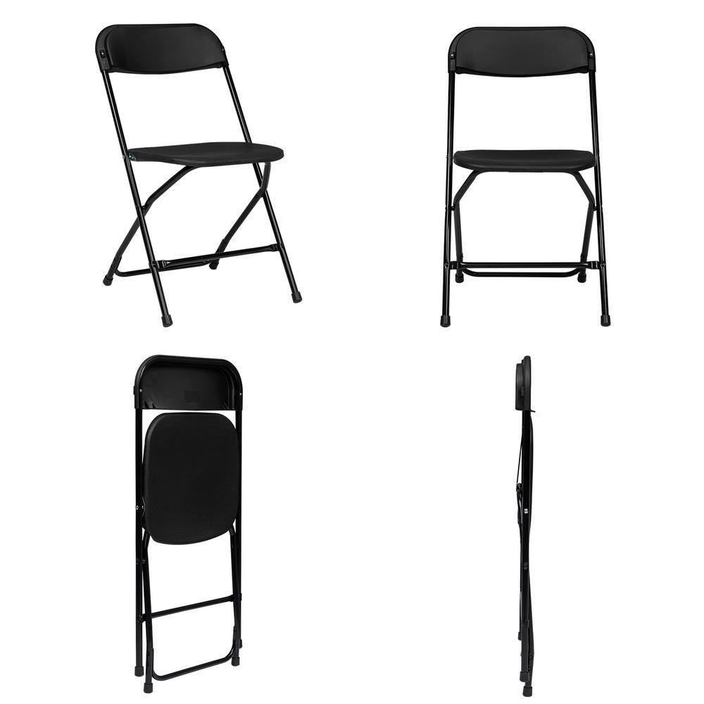 Karl home Black Steel Frame Plastic Folding Chair 304522823278