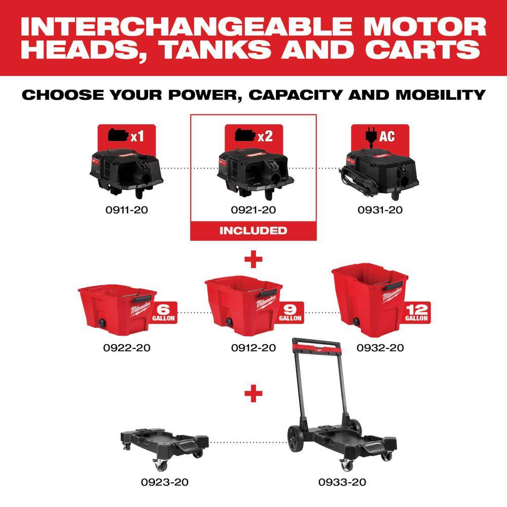 MW M18 FUEL WetDry Vacuum DUAL-BATTERY Cordless Motor Head For MW WetDry Shop Vacuums 0921-20