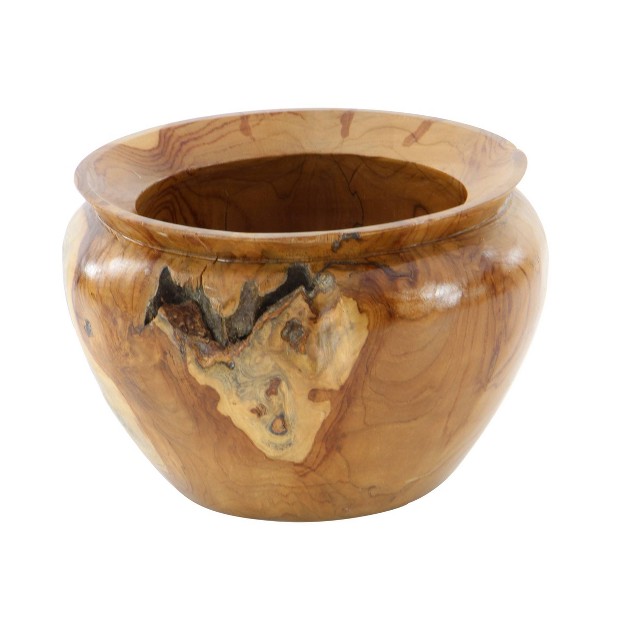 X 13 quot Round Teak Wood Bowl Natural Olivia amp May