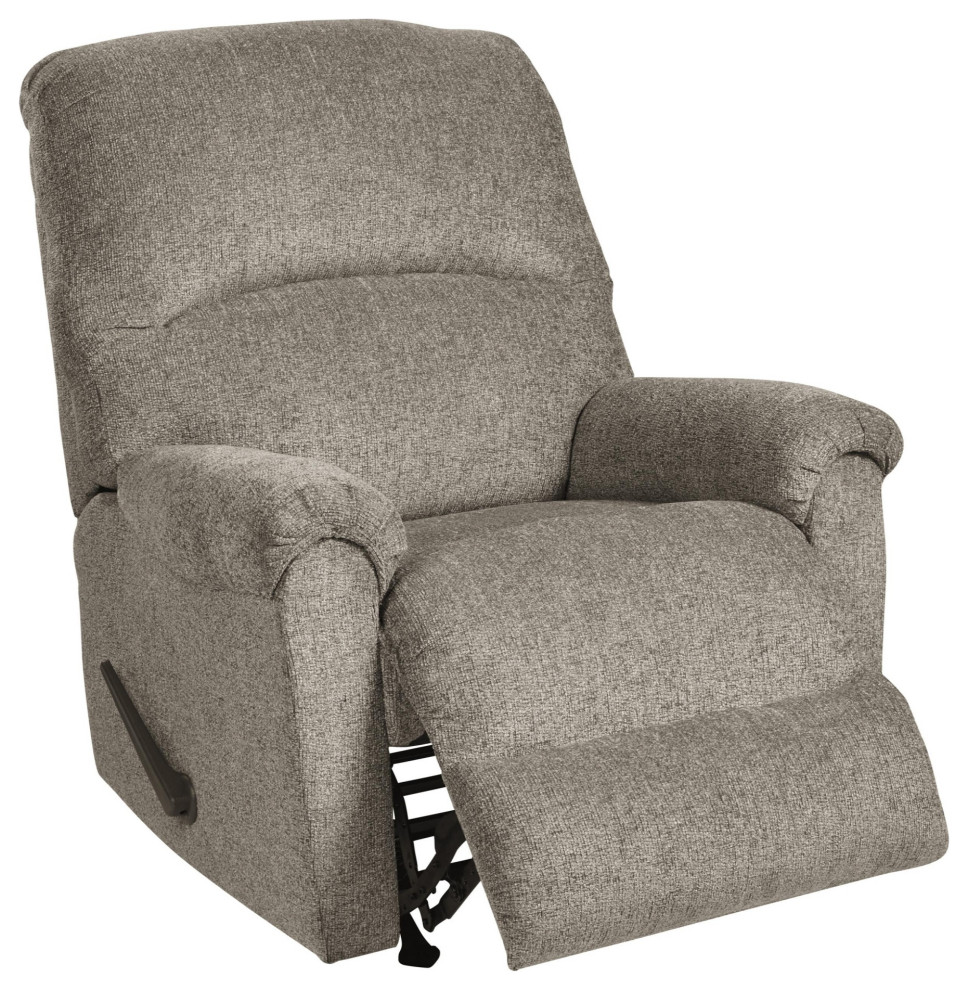 Fabric Upholstered Rocker Recliner With Deep Tufted Footrest  Gray   Transitional   Recliner Chairs   by VirVentures  Houzz