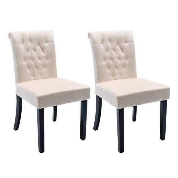 Velvet Dining Chair Set Tufted Heigh Back with Sol...