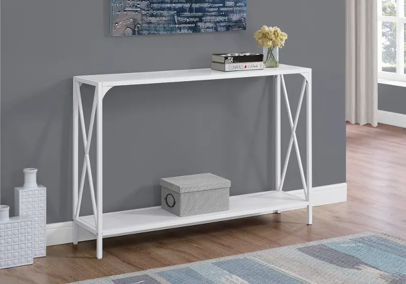 White 48 Inch Contemporary Console Table