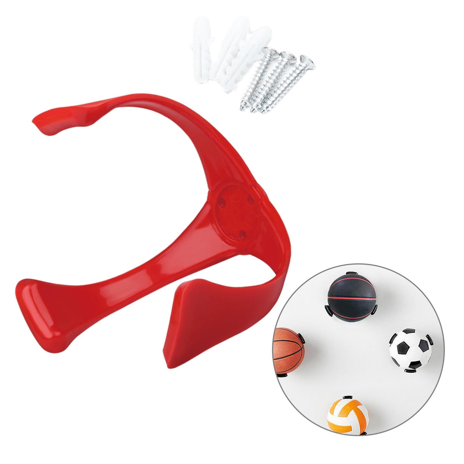 Wandmontiertes Balllagerregal， Dekoration， Bohren， Installationsunterstützung， Display， Leichtes Regal， Ballhalter， Klaue Für Basketball， Fußball Red