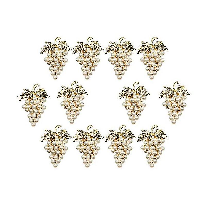 12 Pcs Pearl Napkin Rings Gold Grape Shape Napkin Buckle Holder Napkin Holders Wedding Party Table