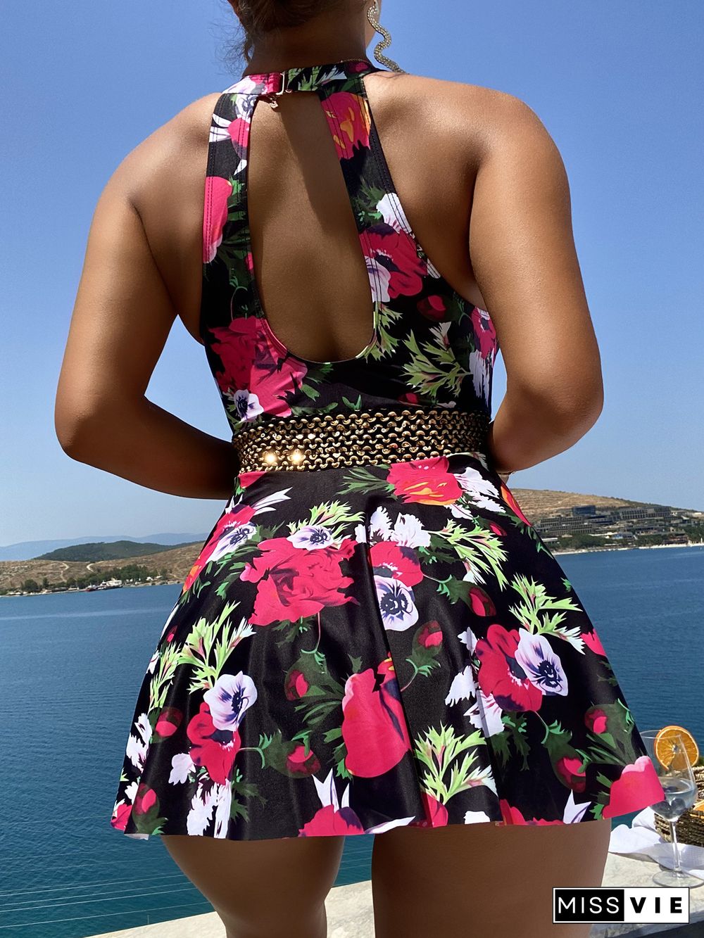 Floral Print Sleeveless A-Line Beach Dresses