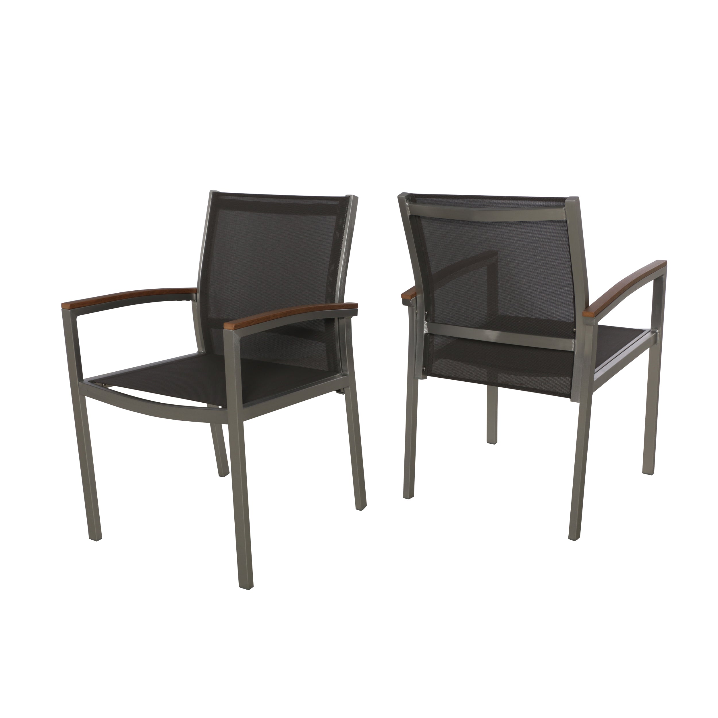 Emma Outdoor Wicker Dining Chair with Aluminum Frame (Set of 2)