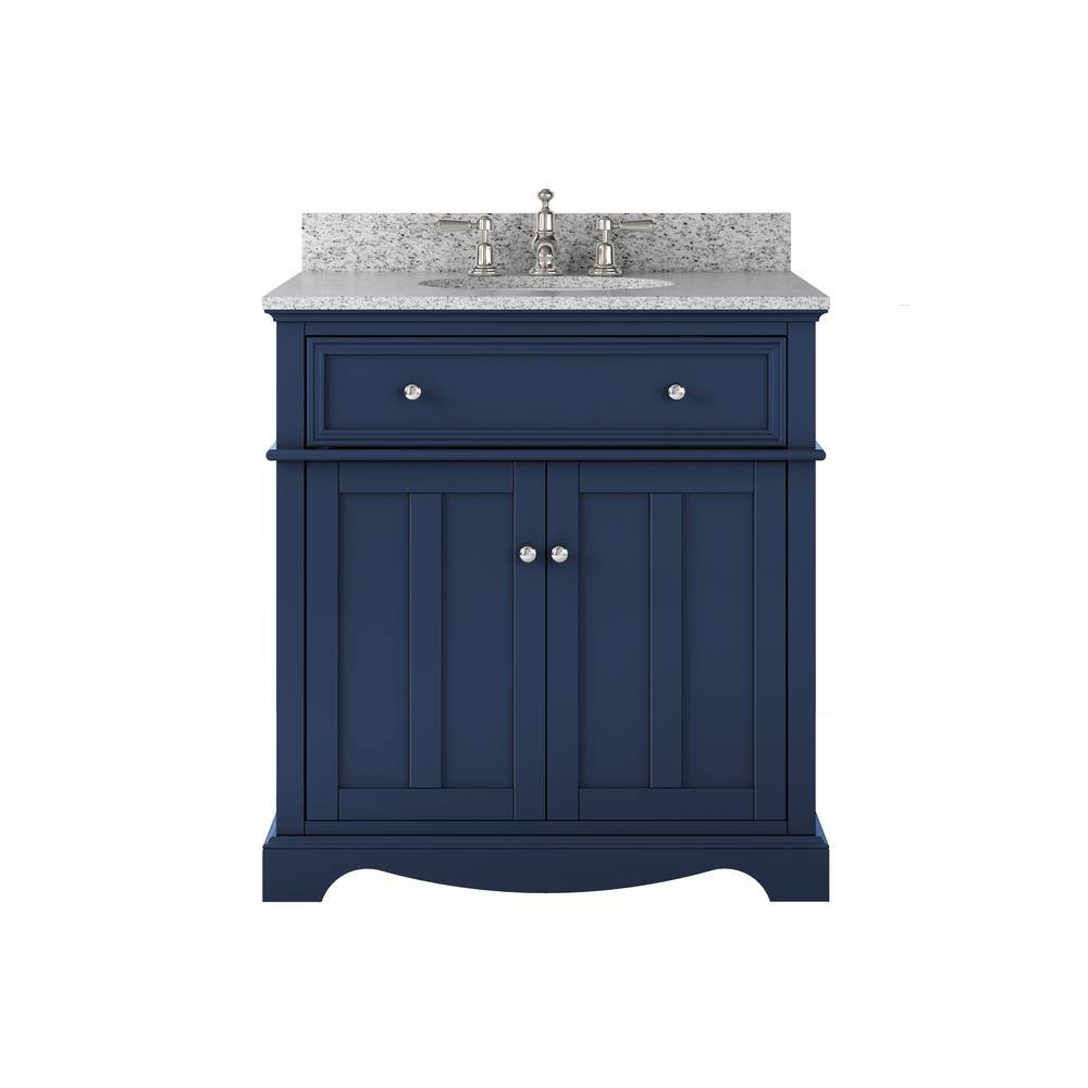 Home Decorators Collection Fremont 32 in. W x 22 in. D x 34 in. H Vanity in Navy Blue with Grey Granite Top TJ-FTV3222BLU