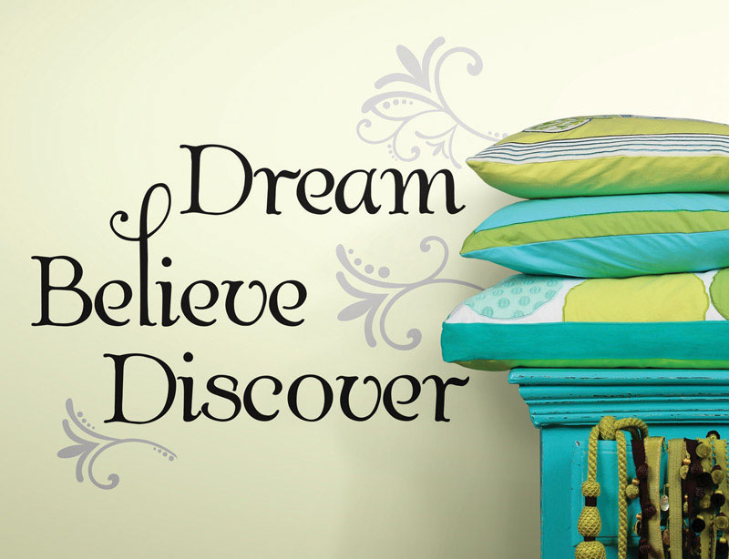 Roommates 16 in. W X 8 in. L Dream Believe Discover Peel and Stick Wall Decal