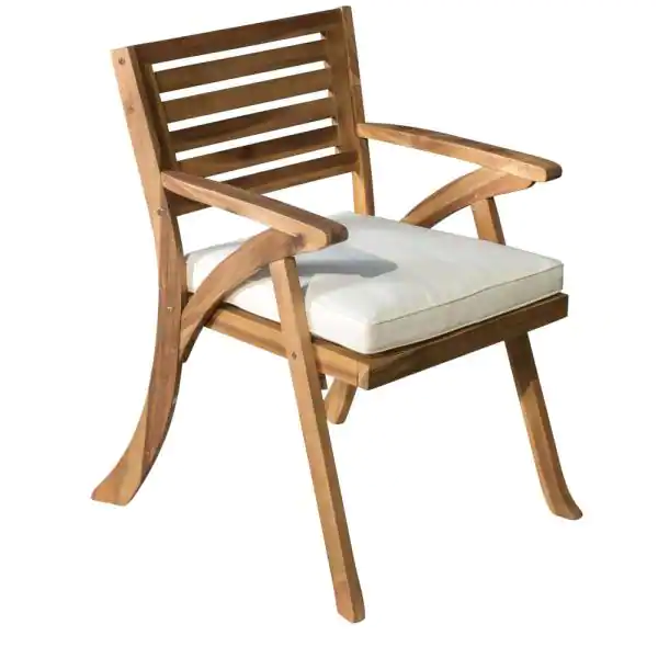 Noble House Hermosa Teak Removable Cushions Wood Outdoor Dining Chair (2-Pack)