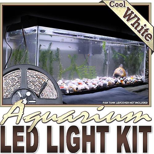 6' ft Cool White Aquarium Fish Tank White LED Lighting Strip + Dimmer + Remote + Wall Plug 110V - Main Lighting Sub Fresh Water Salt Water Tanks Water Resistant 3528 SMD Flexible DIY 220V