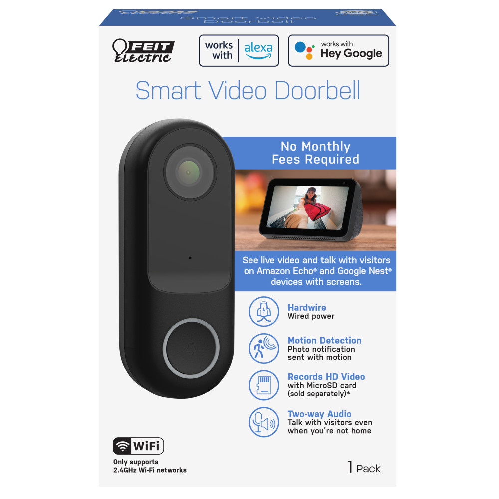 Feit Electric 1080p HD 130 Deg WiFi Smart Video Doorbell Camera ;