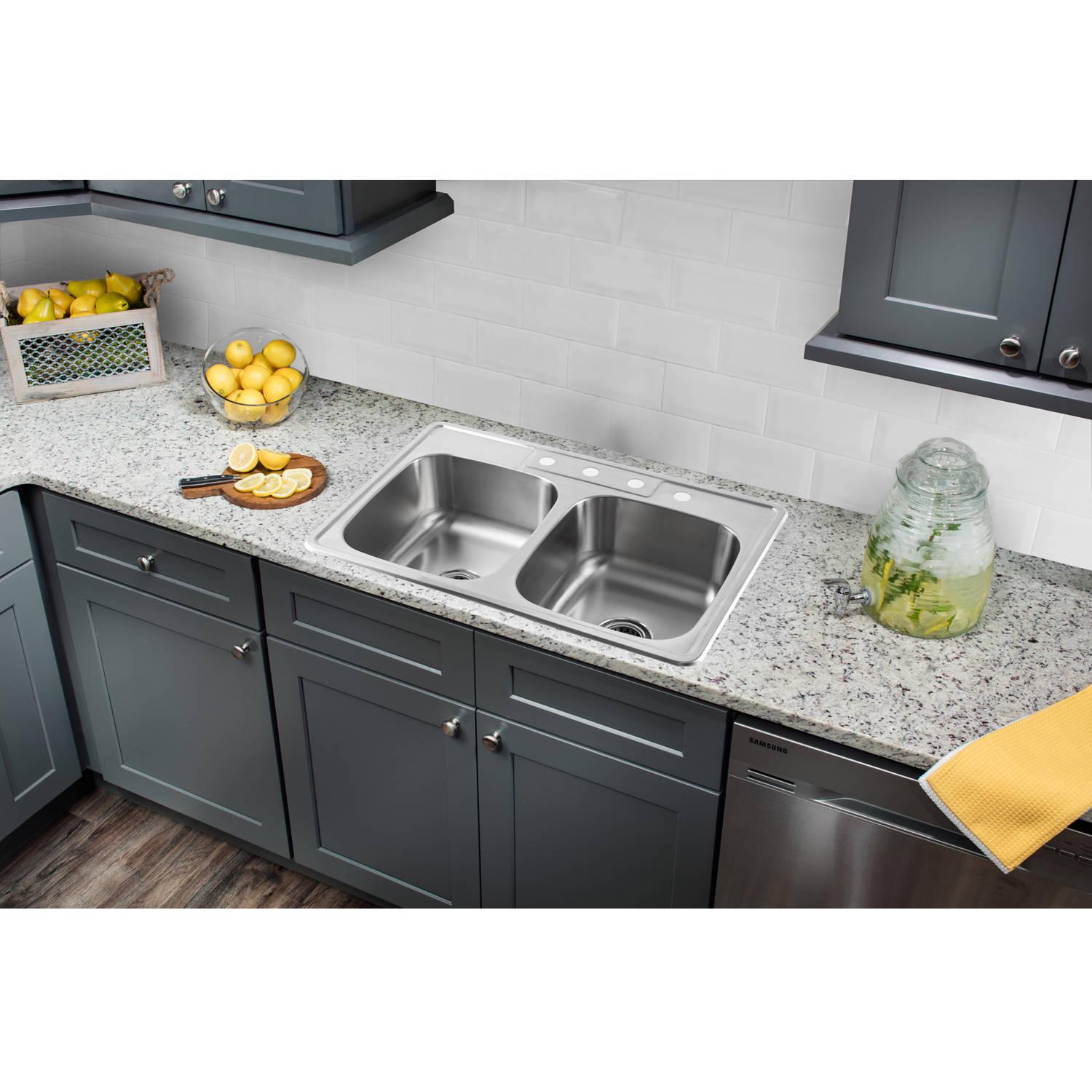 Magnus Sinks 33-in x 22-in 20 Gauge Stainless Steel Double Bowl Kitchen Sink