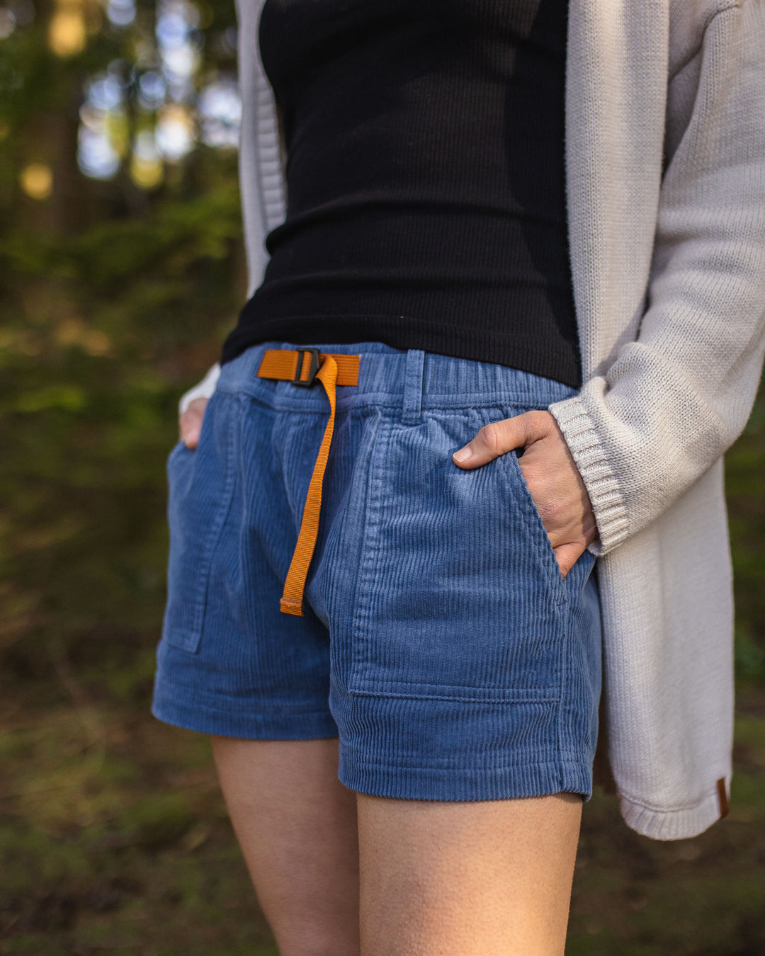 Del Sur Cord Shorts - Stone Blue