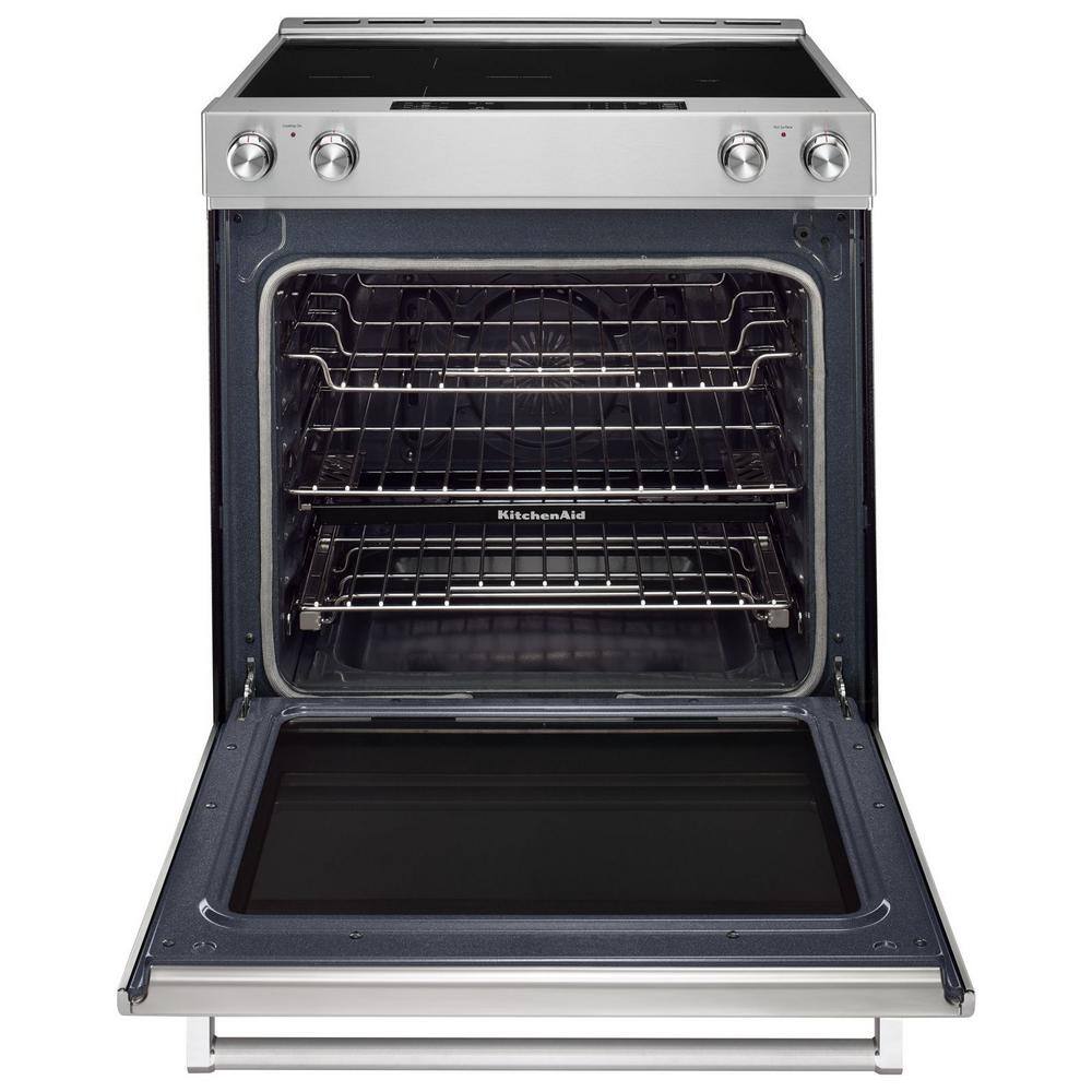 KitchenAid 7.1 cu. ft. Slide-In Electric Range with Self-Cleaning Convection Oven in Stainless Steel KSEB900ESS