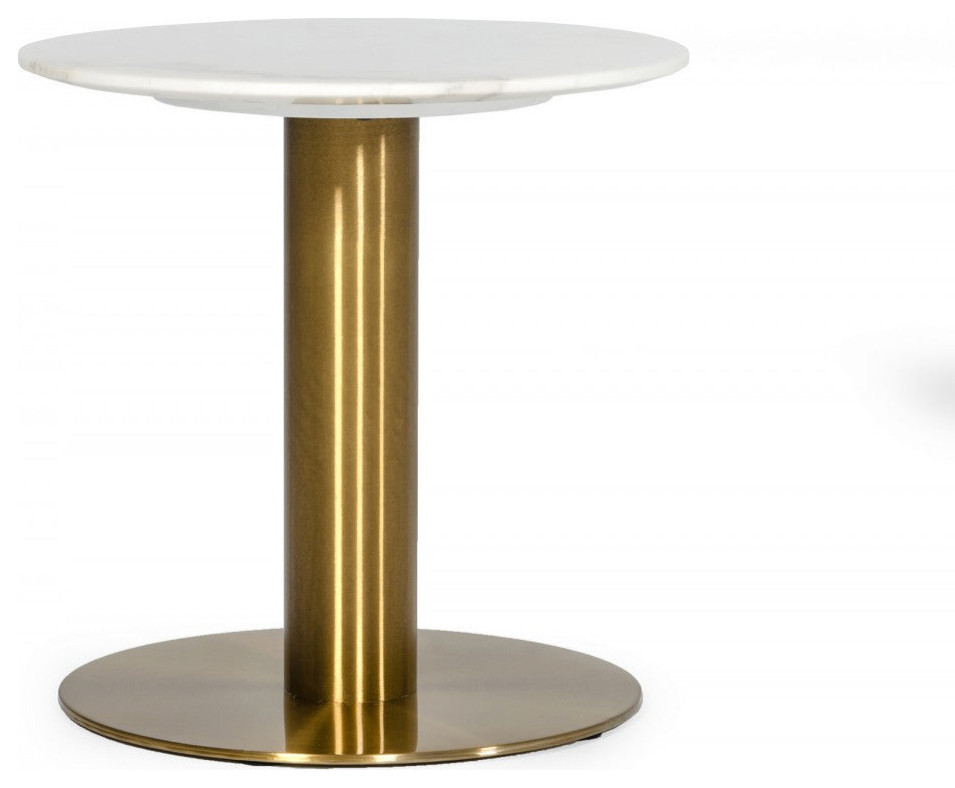 Niobe Glam White Marble and Brushed Gold End Table   Contemporary   Side Tables And End Tables   by V.S.D Furniture  Houzz