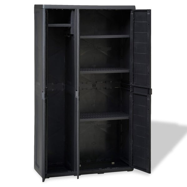 Garden Storage Cabinet with 4 Shelves Black - - 35142280