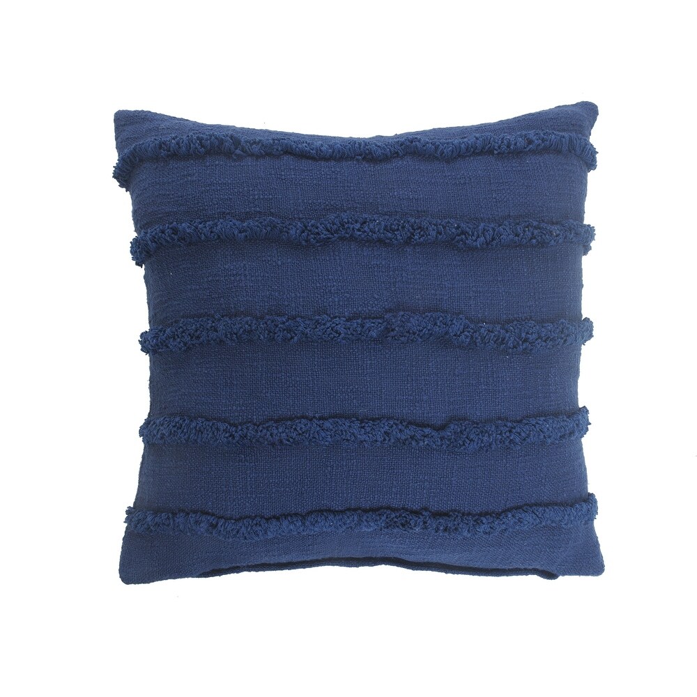 LR Home Deep Blue Overtufted Solid Throw Pillow