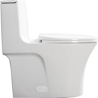 HOMEMYSTIQUE One-Piece 1.11.6 GPF Dual Flush Elongated Toilet in White Seat Included N-W1573101061