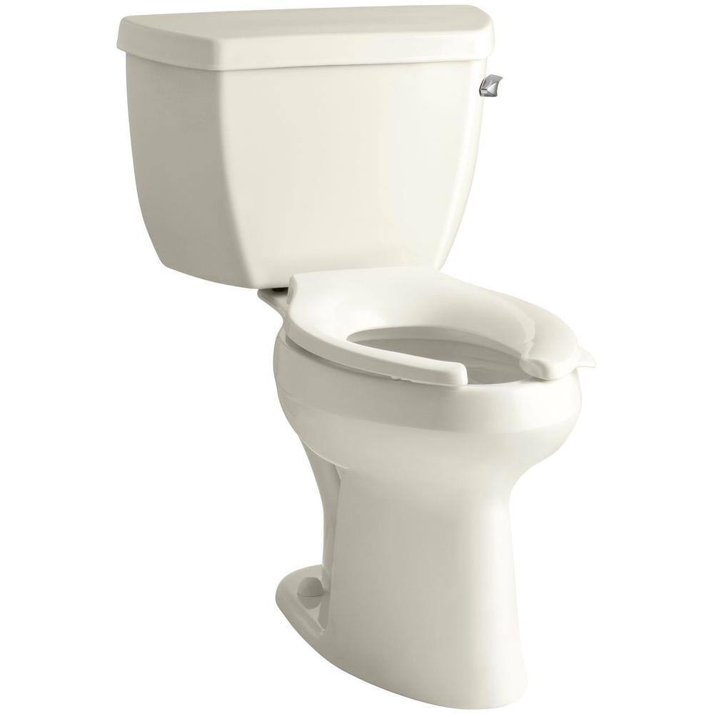 KOHLER Highline Classic 2-piece 1.6 GPF Single Flush Elongated Toilet in Biscuit Seat Not Included K-3493-RA-96