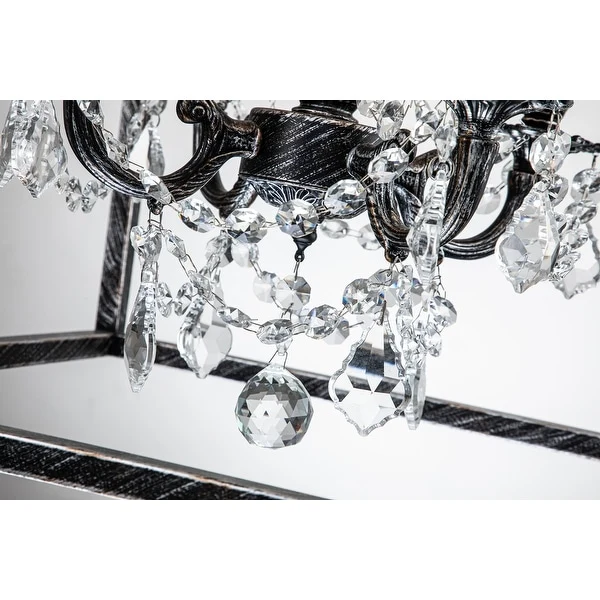 Alena 4-Light Crystal Foyer Lantern Chandelier Antique Black - 24
