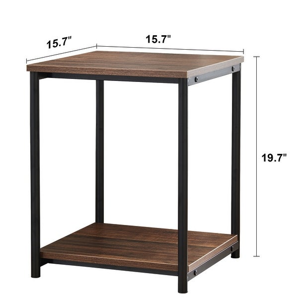 Tall Frame End Table Metal and Wood Side Table