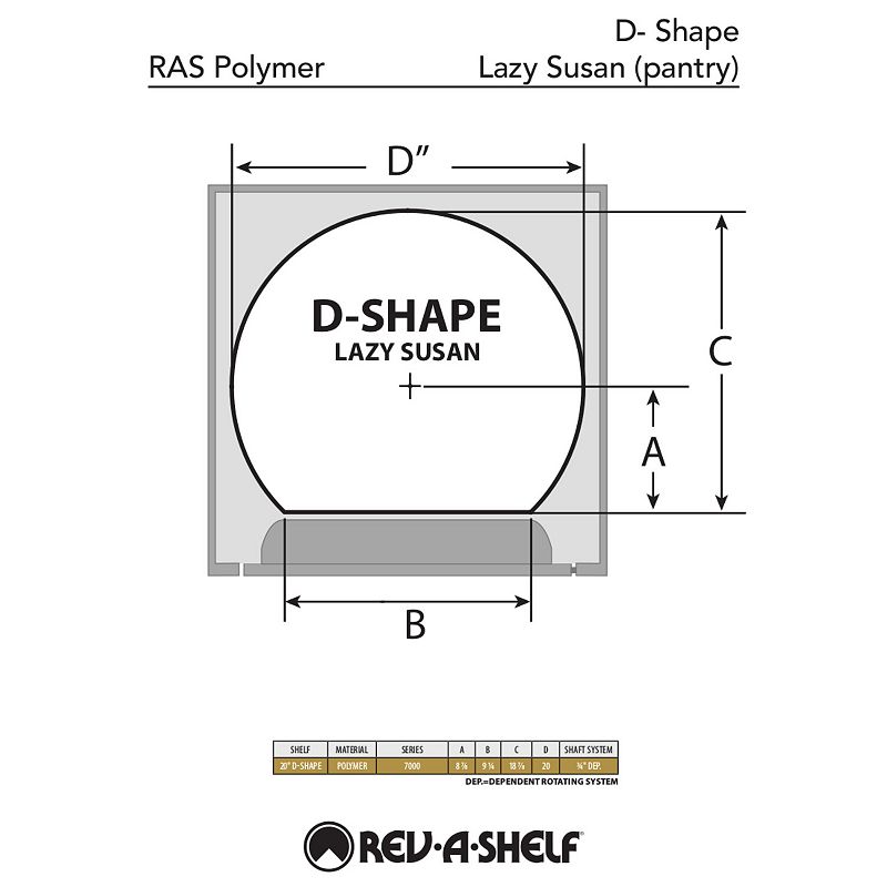 Rev-A-Shelf 7012-20-15-52 20 Inch D Shaped 2 Shelf Polymer Lazy Susan， Almond