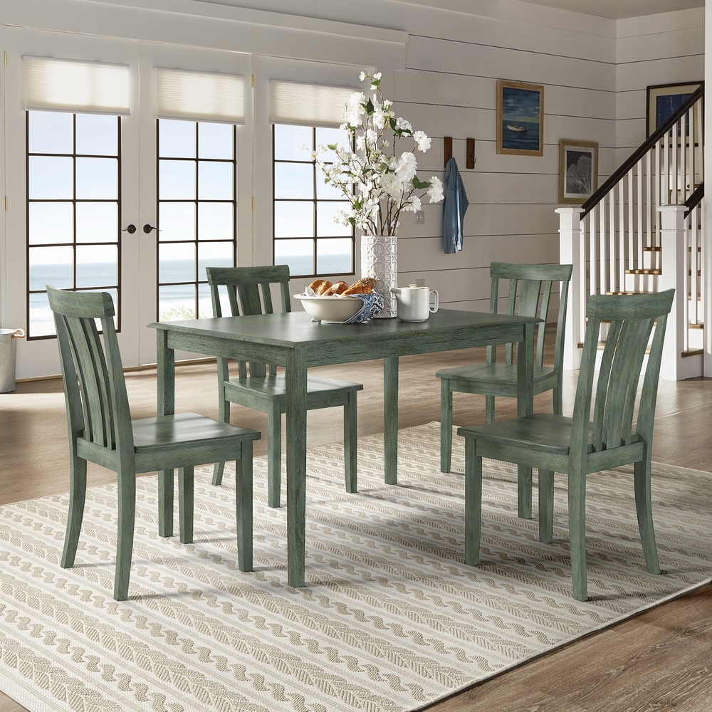 Wilmington II 48 Inch Rectangular Antique Sage Green 5 Piece Dining Set by iNSPIRE Q Classic