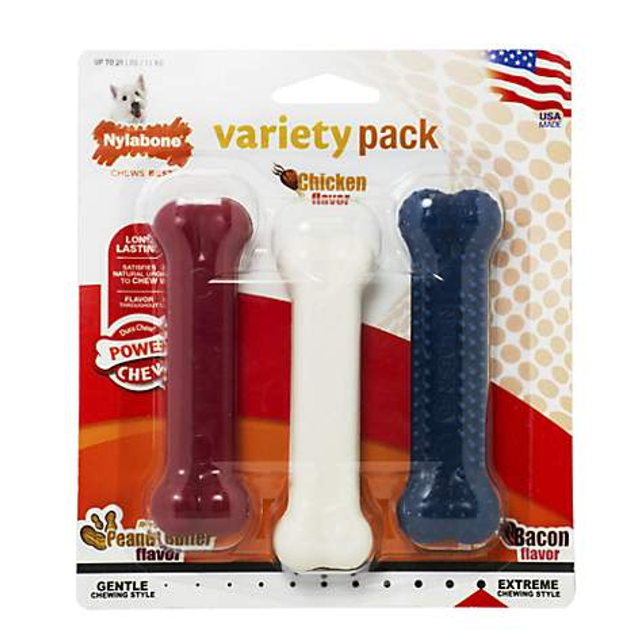 Nylabone DuraChew Triple Pack Red White and Blue Dog Chew Bones